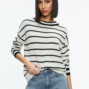 Alice + Olivia Fila crewneck pullover sweater black/ecru Small NWT